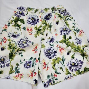 Portraits by Northern Isles Vtg Floral Print Pleated High Waisted Shorts Size 10